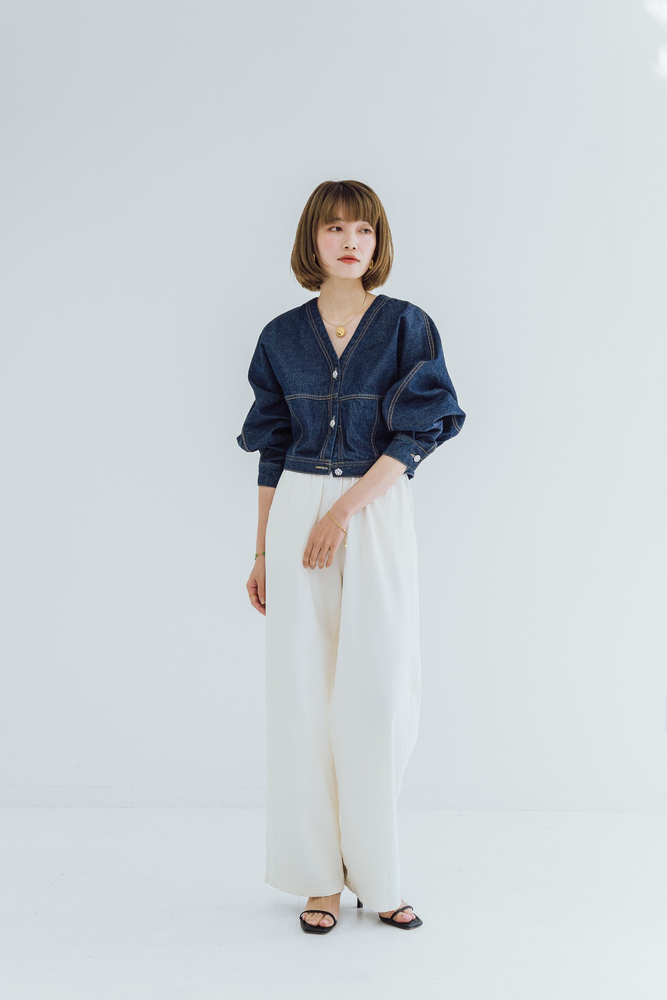 makiyo×about her. Le bonheur blue デニムジャケット ブルー – about